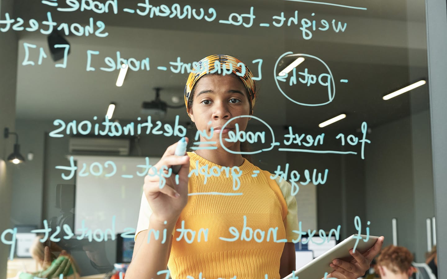 Woman is using AI tools for math